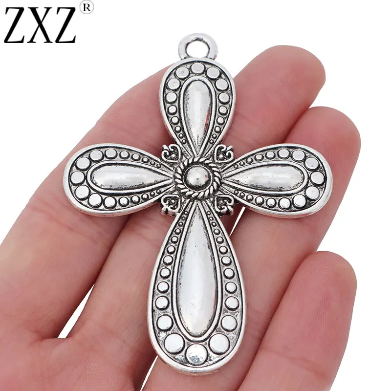 ZXZ 5pcs Large Gothic Cross Charms Pendants for Necklace Jewelry Making Findings 73x53mm