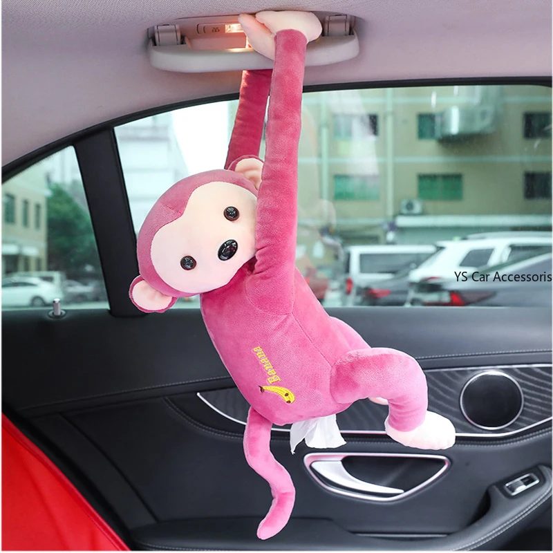 Leuke Aap Auto Opknoping Tissue Papier Houder Cover Voor Auto Back Seat Hoofdsteun Armsteun Zonneklep Auto Accessoires Voor Jongen meisjes