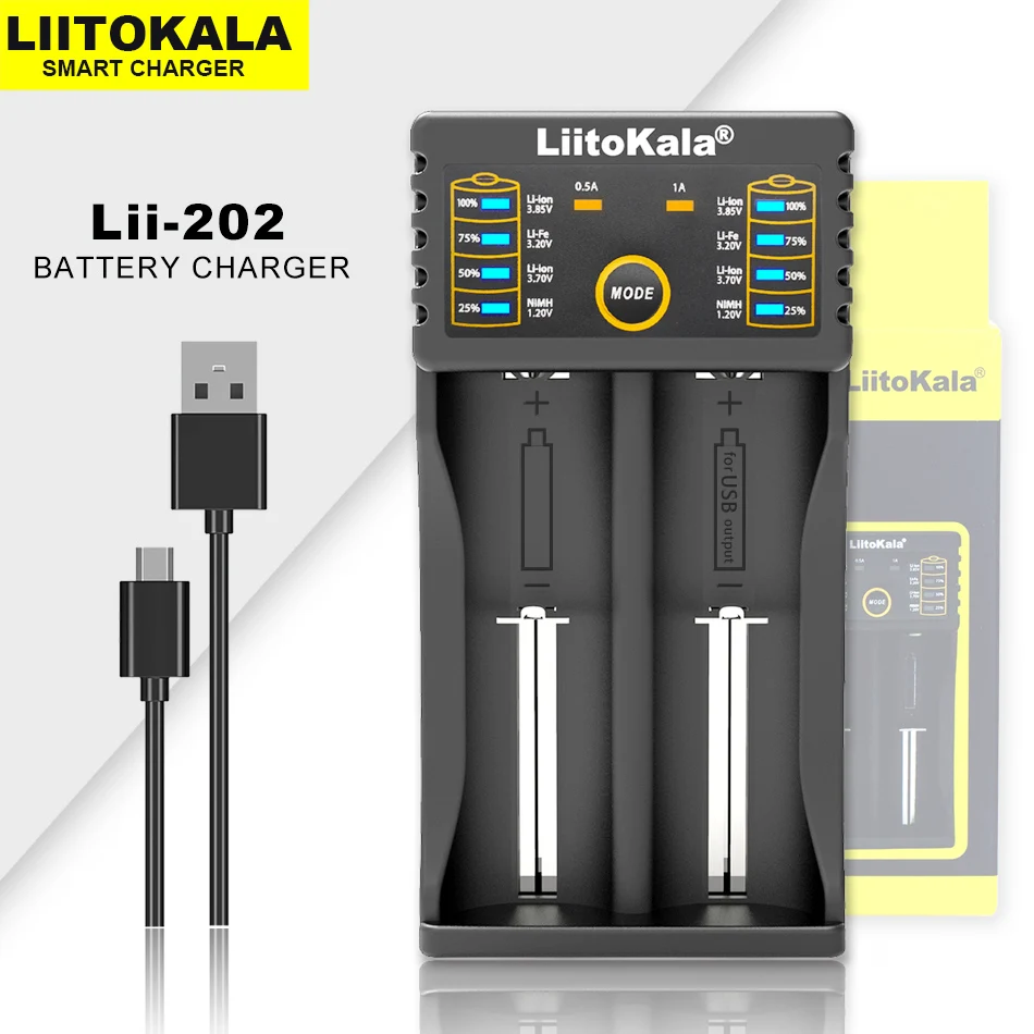 Liitokala Lii-402 Lii-202 100 Lii-S2 Lii-S4 18650 1.2V 3.7V 3.2V 3.85V AA/AAA 26650 16340 NiMH Lithium Battery Charger