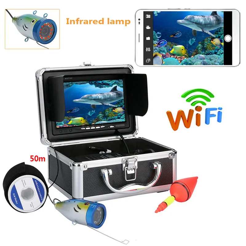 

Video Fish Finder 7-Inch LCD Display Wireless WIFI Smart Camera Kit Underwater Ice Fishing Visual Fisher Video Camera System