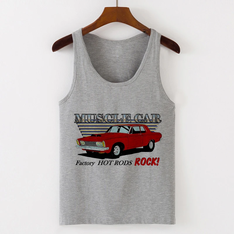 Camisole Sexy Vest Tank Tops 2020 Graphic Vintage Car Funny Print Women Sleeveless Tee Female T-Shirt Gray Harajuku Casual Loose