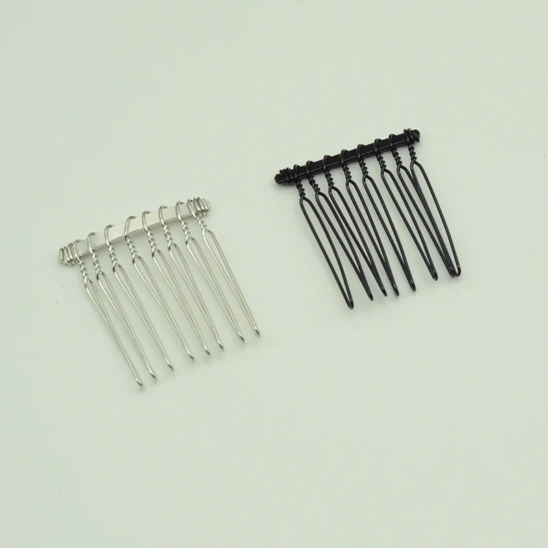 20PCS 8 zähne schwarz Plain Metall Verdreht Draht Haar Combsat bleifrei und nickel frei, seite kamm großhandel