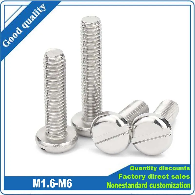 

10/50pcs 304 A2-70 Stainless Steel Metric Threaded Slotted Pan Head Round Head Machine Screw Bolt M1.6 M2 M2.5 M3 M4 M5 M6 GB67