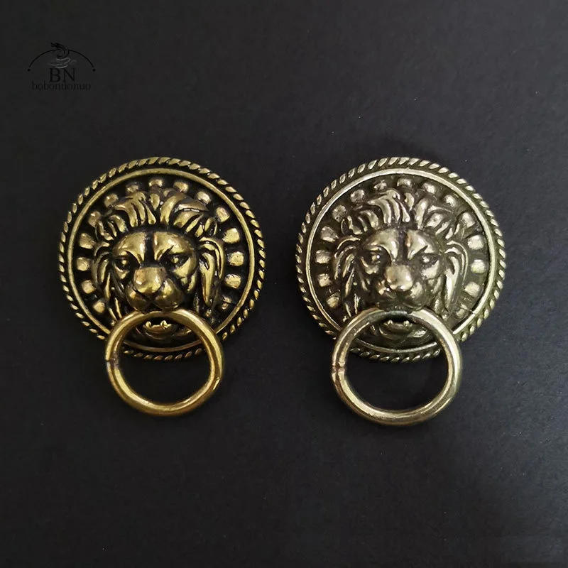 Vintage Copper lion Head Buckle Brass Screwback Rivet Clothes Button Punk Trendy DIY Accessories for Leather Jacket Belt Wallet