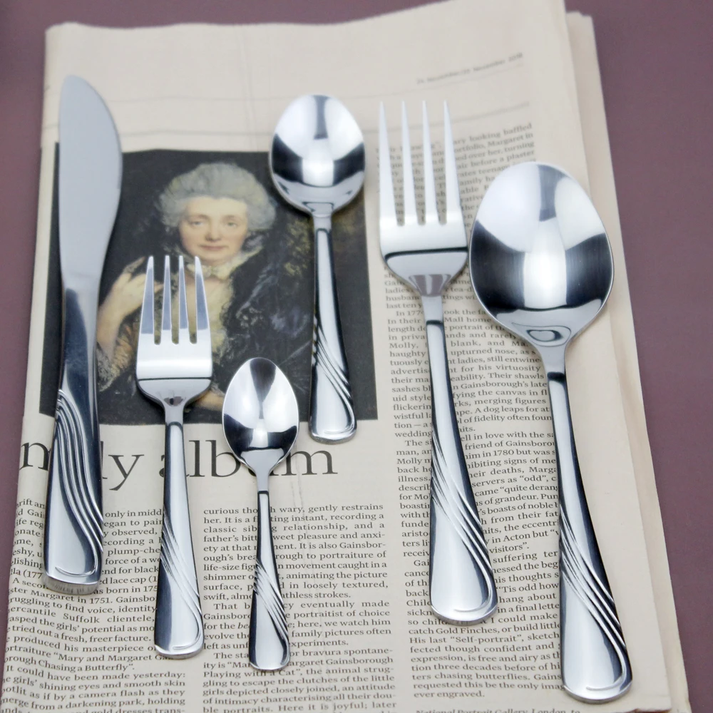 LUCF Popular Western Dinnerware Decent Elegant Cutlery Set Stainless Steel Cake Forks Sugar Spoons 6 Option Utensils For Kitchen