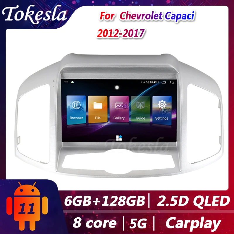 

Tokesla Car Radio For Chevrolet Capaci Android 11 video audio 2 din Central Multimedi Player GPS Navigation receiver 2012-2017