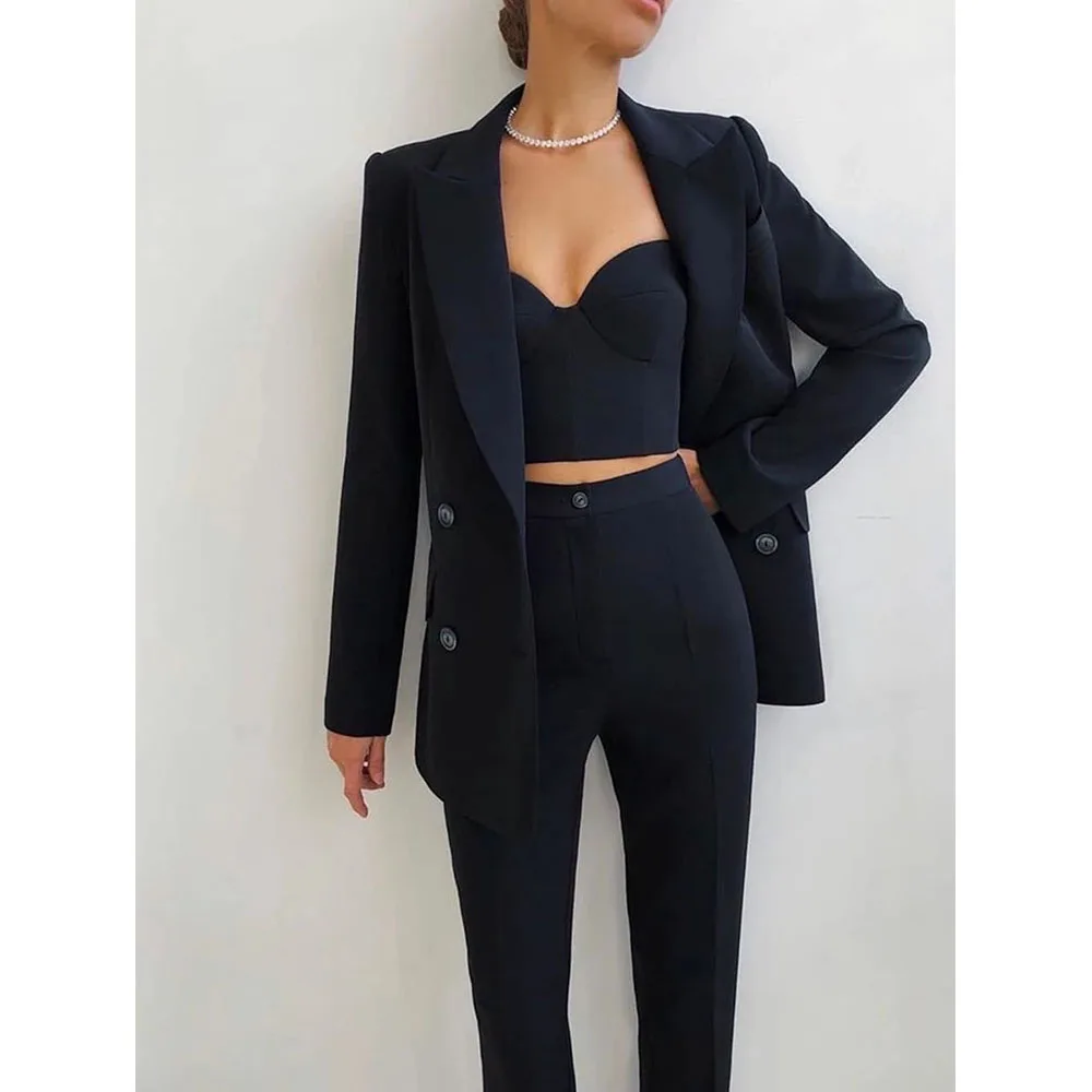 Blau Mutter Der Braut Kleider Frauen Anzüge 3 Stück Breasted Jacke + Weste + Hosen Nach Maß Slim Fit damen Hochzeit Blazer