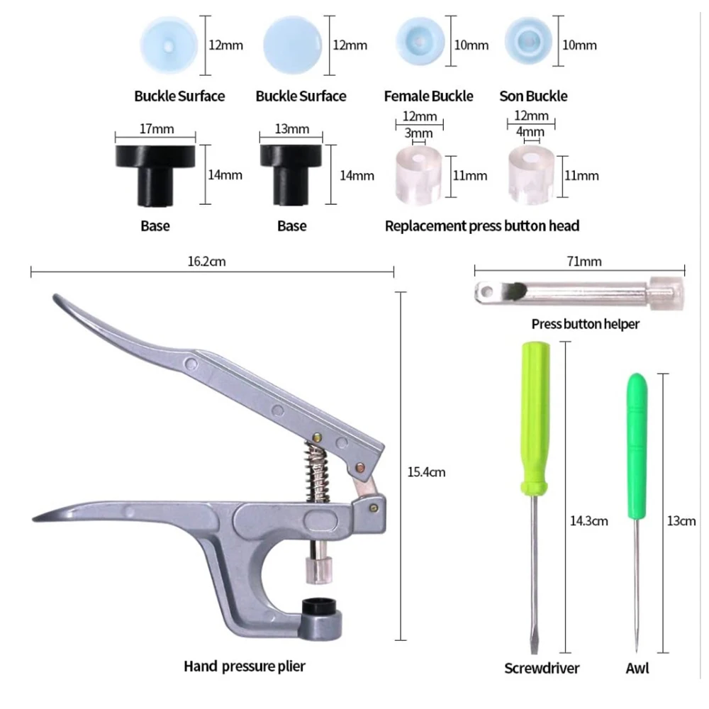 150 Sets 12 MM Plastic Resin Snaps Metal Press Pliers Colored Buttons Snap-Fastener Buckle Baby Clothes Rivets