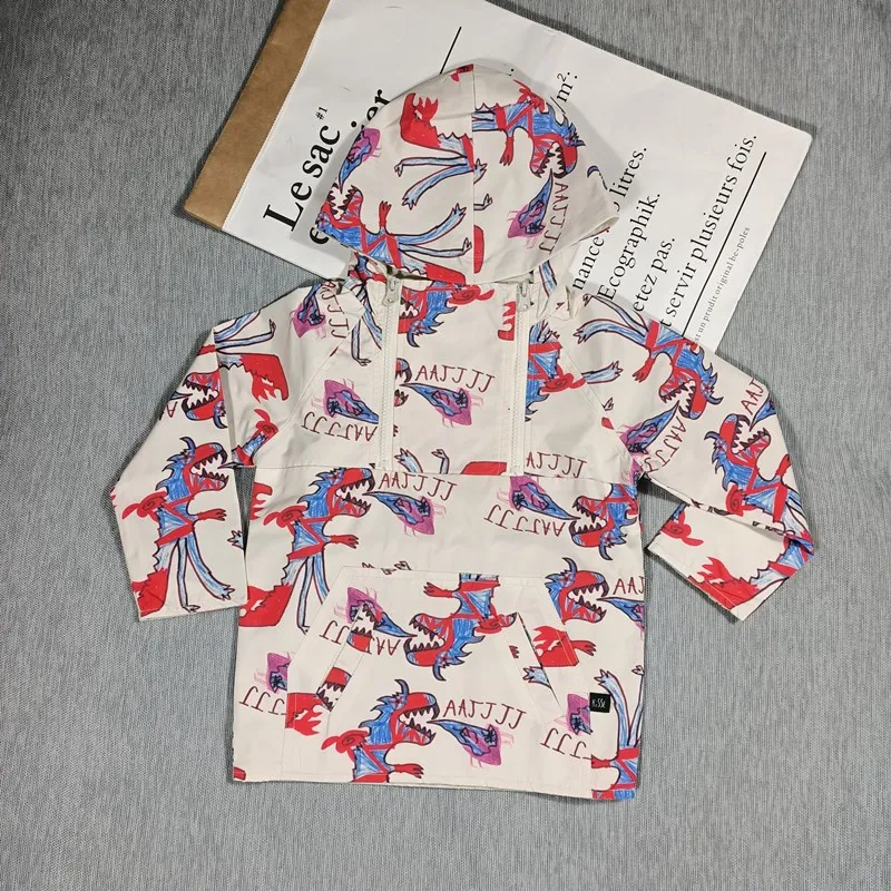 BOBOZONE dinosaur RED BLUE Printing coat for kids boys girls autmn spring