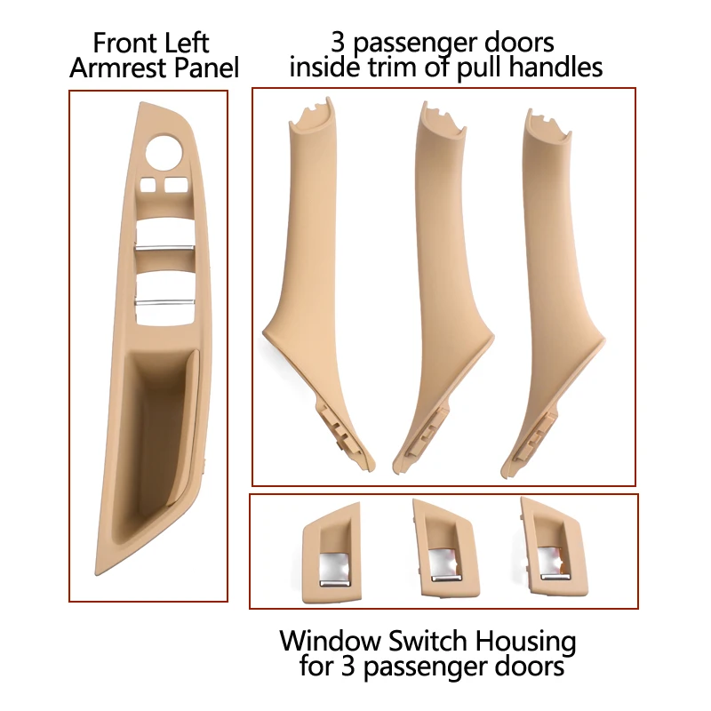Upgraded New Interior Door Armrest Window Switch Panel Pull Handle Set For BMW 5 Series F10 F11 F18 520i 523i 525i 528i 535i
