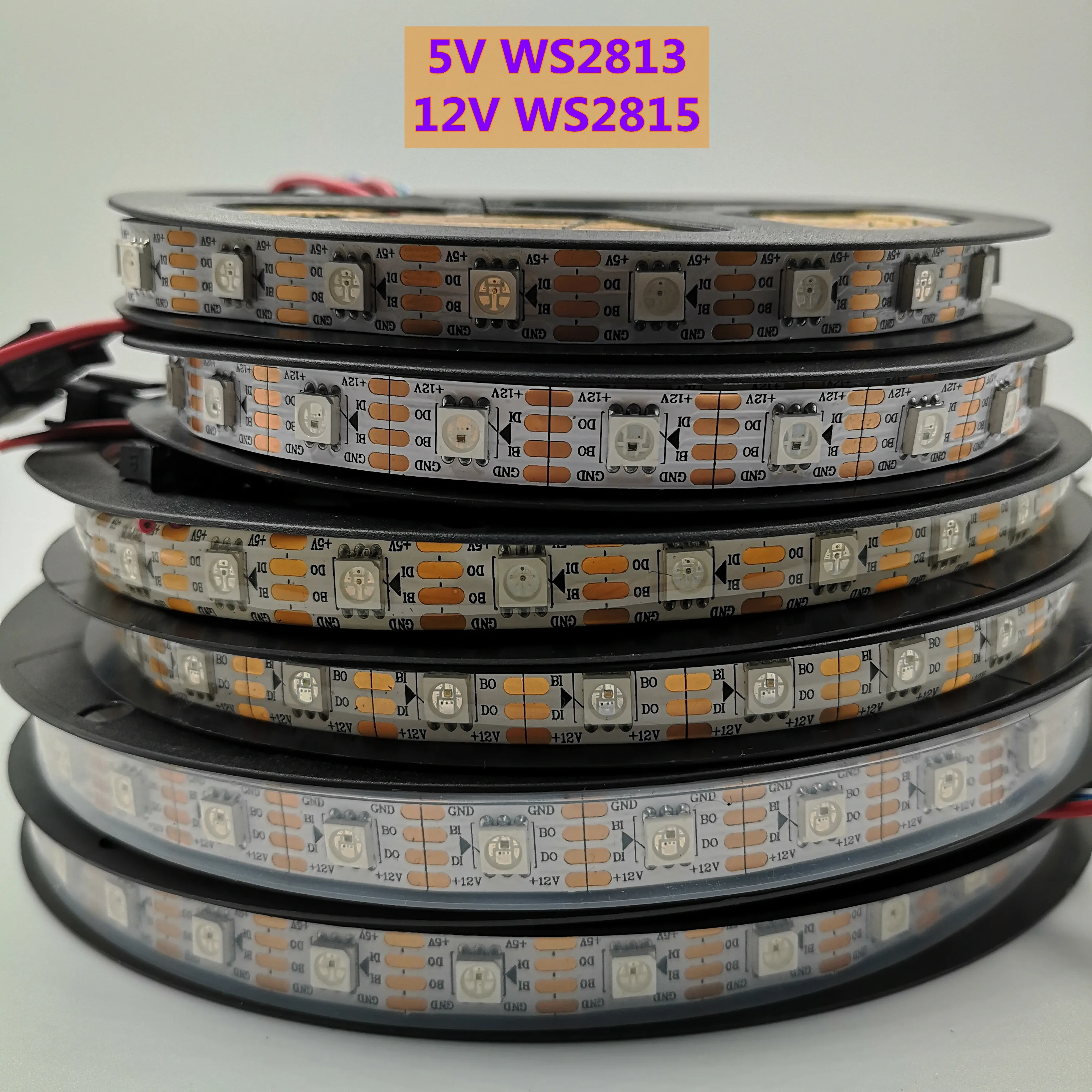 

DC5V WS2813 DC12V WS2815 WS2812 Обновленная светодиодная лента 5050SMD освещает AddressabIe с двойным сигналом PixeIs IP65 Водонепроницаемая