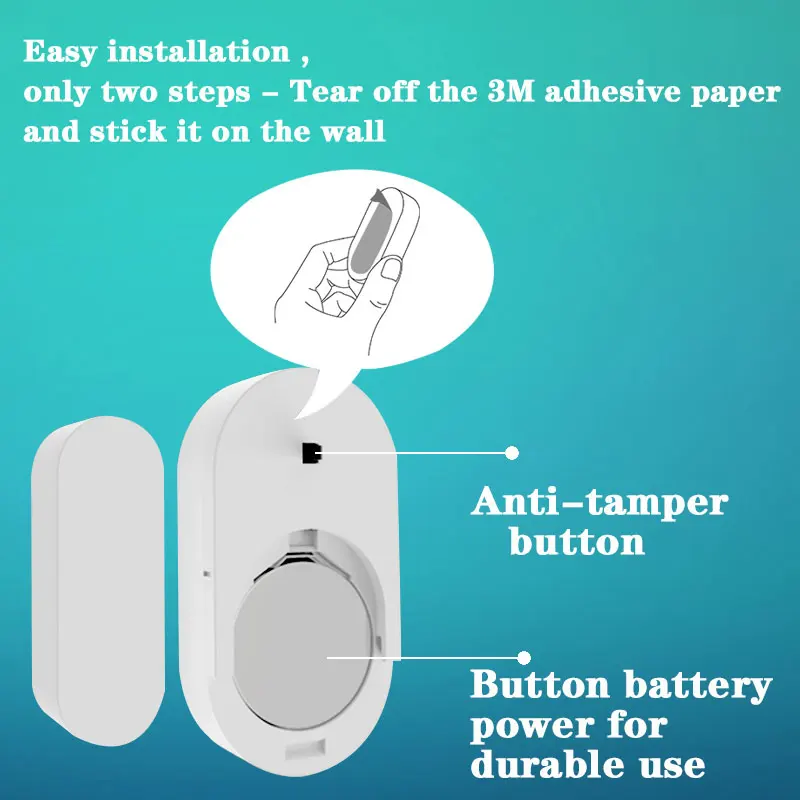 Sensor de porta inteligente sem fio 433mhz ev1527 formato codificação para sem fio gsm sistema alarme segurança em casa ímã da janela entrada sensor