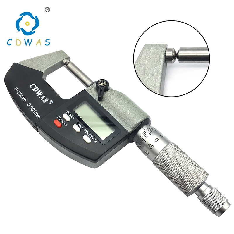 0-25 mm Electronic Outside Micrometers 0.001mm with Extra Large LCD Screen Digital Micrometer Electronic Digital Measure Tools