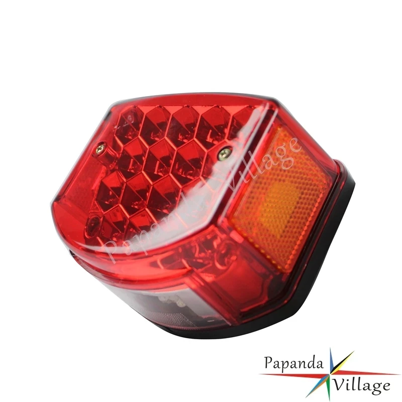 Papanda Motorbike LED 12V Black Housing Red Lens Rear Taillight Brake Stop Light Warning Lamp for Minsk 125cc Carpathians 50cc