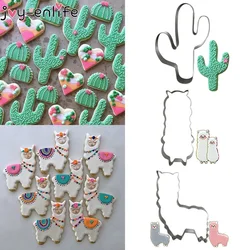 Joy-Enlife Unicorn Biscuit Mold Birthday Stainless Cookie Cutters Cactus Alpaca Llama Animal Birthday Baking Mould DIY Tools