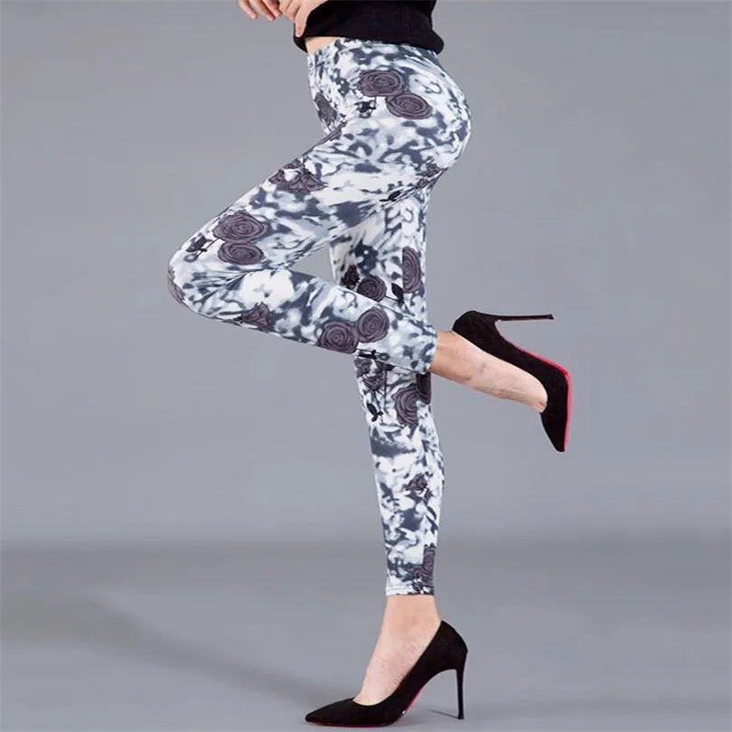 NDUCJSI Workout Leggings For Women Floral Printing Push Up Casual Leggins Female Fitness Pants High Waist Fitness Trousers