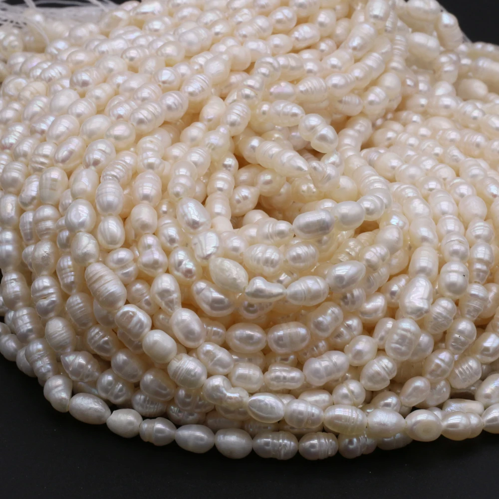 Natural Freshwater Quality Pearl Rice Beads White Round Loose Pearls For DIY Charm Bracelet Necklace Jewelry Accessories Making