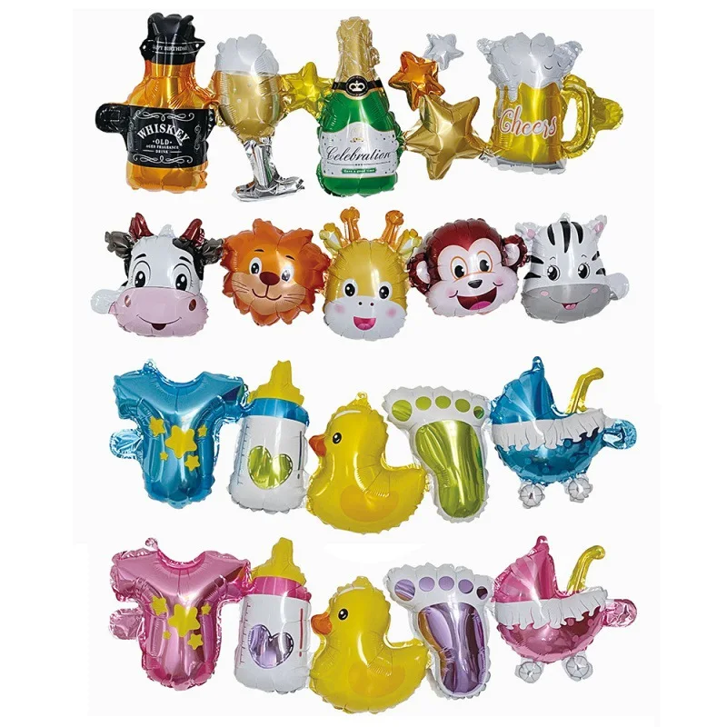 First Kids Birthday Party Connected Animal Balloon Baby Shower Bear Ballon Duck Beer Foil Ballon Golobs 1pc