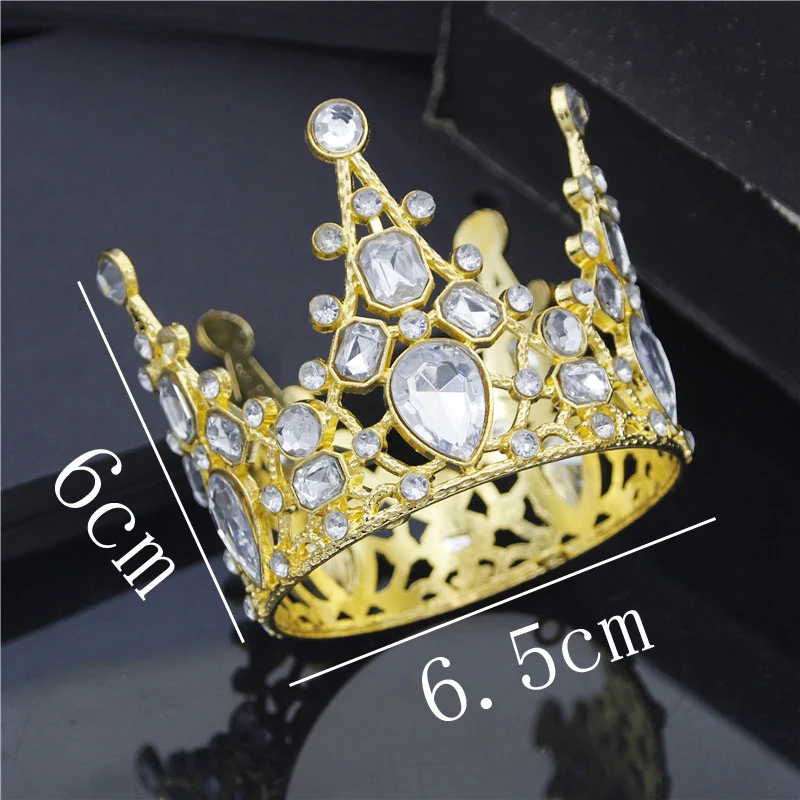 Wholesale Small Metal Crown for Women Birthday Prom Tiaras Pearls Hair Jewelry Cake Topper Ornaments Head Accessories
