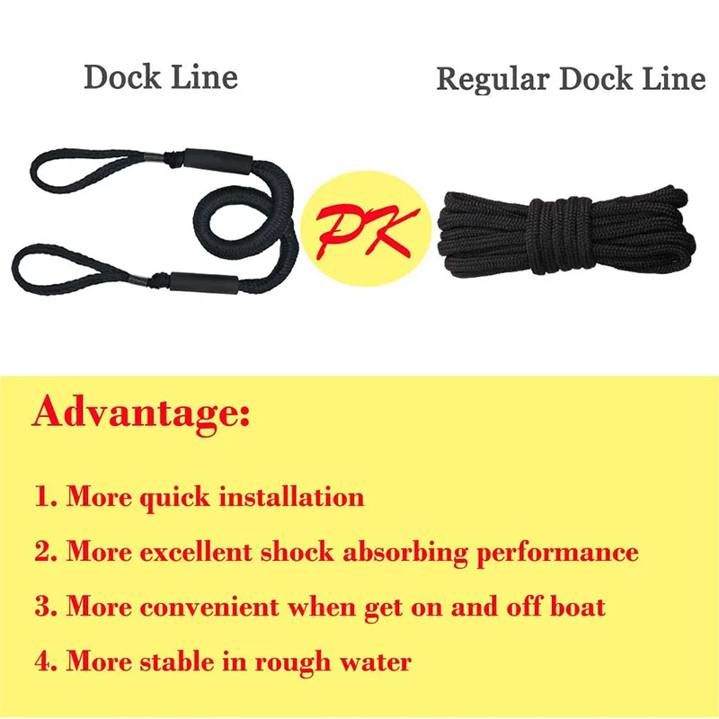 Bungee Dock Lines Boat Shock Absorb Dock Tie Mooring Rope Boat Accessories 4ft For Jet Ski Pontoon Kayak Canoe Power Watercraft