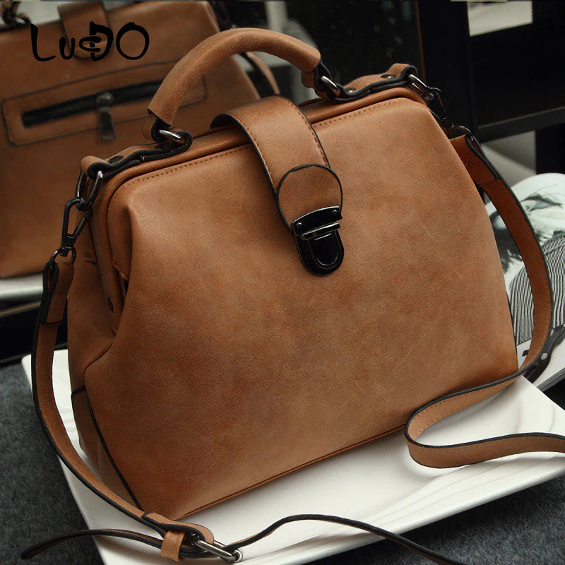 Fashion New Retro Women Doctor Bag 2024 Mobile Messenger Shoulder Clutch Large Capacity Ladies Scrub Leather Leather Handbag