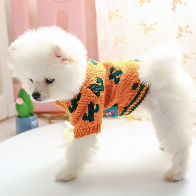 PETCIRCLE Dog Puppy Clothes Turmeric Cactus Sweater Pet Cat Fit Small Dog Spring and Autumn Pet Dog Costume Cloth Dog Sweater