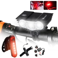 Bright 6000 Lumen 3 LED Head Front Bicycle Bike HeadLight Lamp Light Headlamp 6400mAh/10400mAh  Battery with Charger