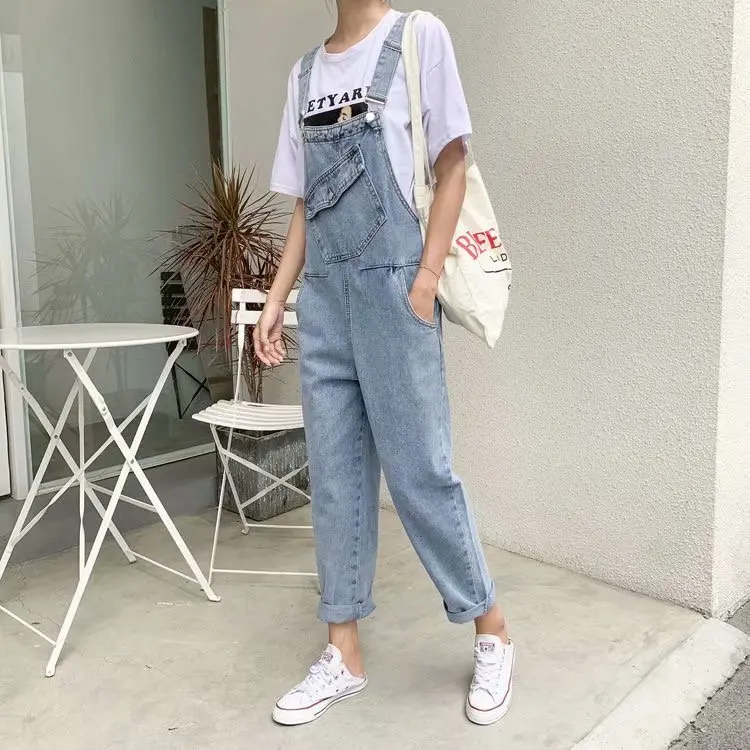 Feynzz Denim Jumpsuits Women Pant Woman Jeans High Waist Denim Pants Wide Leg Denim Clothing Blue Jeans Vintage Quality Fashion