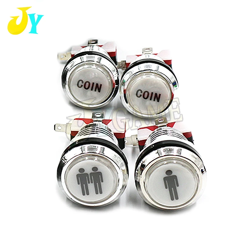 1PCS CHROME Plated illuminated arcade push button 5V 12v LED Arcade Start Push Button with micro switch 1P 2P START CREDIT PAUSE