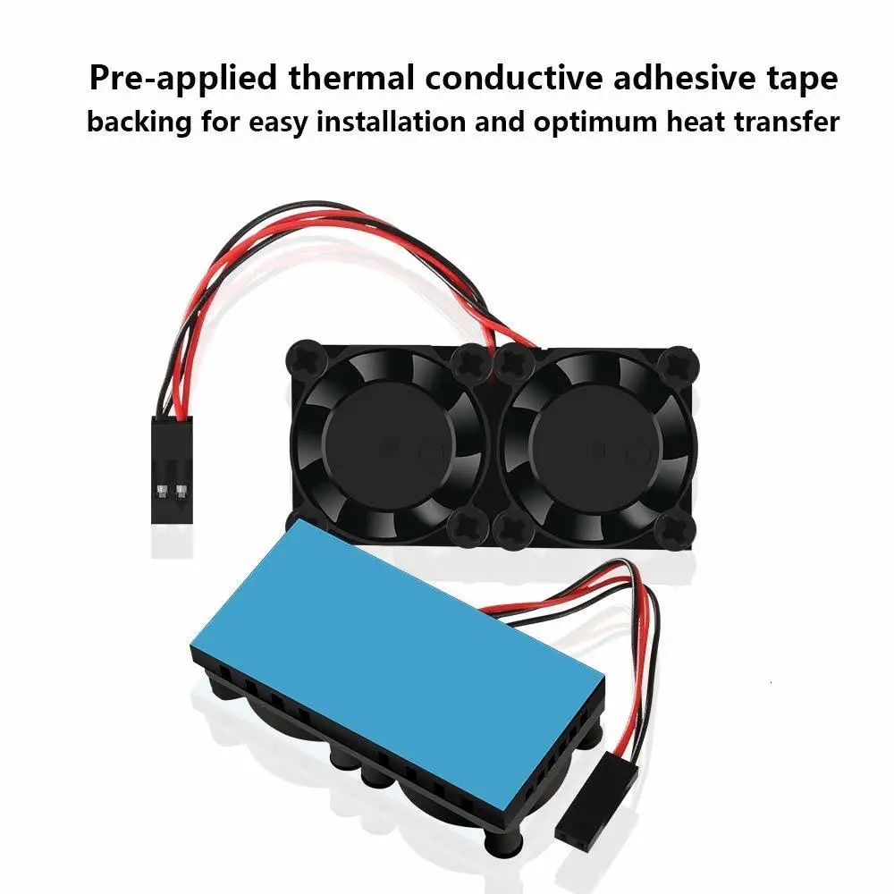 Raspberry Pi 4 B Cooling Dual Fan Kit (2 Fans + Hestsink + Adhesive Tape) + 2 Pcs Heat Sinks for Raspberry Pi 4 B 3 B+