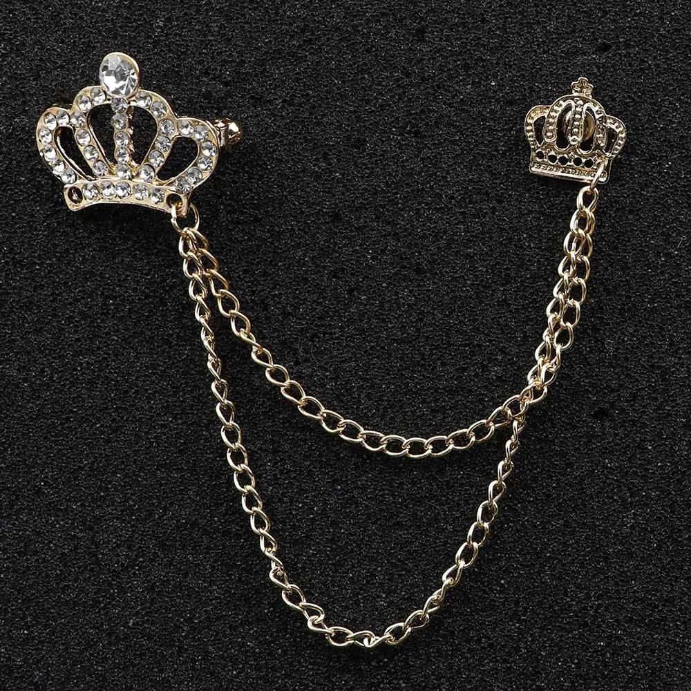 Vintage Double Chain Brooches Angel Wings Star Moustache Deer Glasses Brooch  Shirt Collar Pins Broch For Men Women Collar Pin image 3