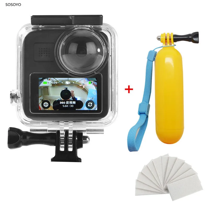 Waterproof Case 45m Underwater Diving Protective shell With Buoyancy stick For Gopro max  360 Panoramic Camera Accessories