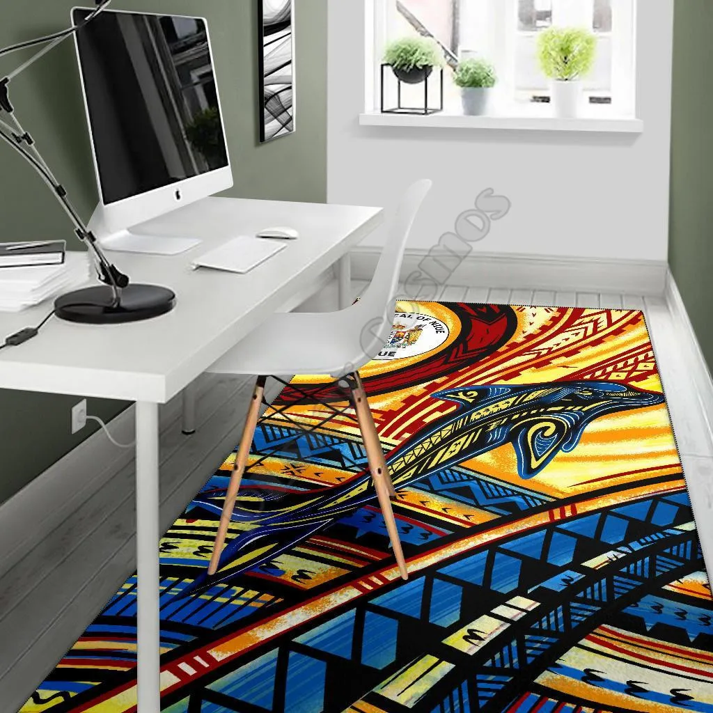 Niue Area Rug Dolphin Surfing Anti-slip Rug Carpet Home Decoration Living Flannel Bedroom Non-slip Floor Rug