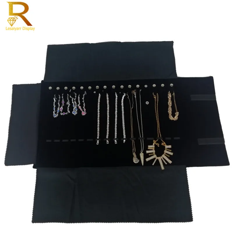 Portable Velvet Travel Jewelry Jewellery Pendant Organizer Storage Foldable Bag Portable Necklace Display Cases