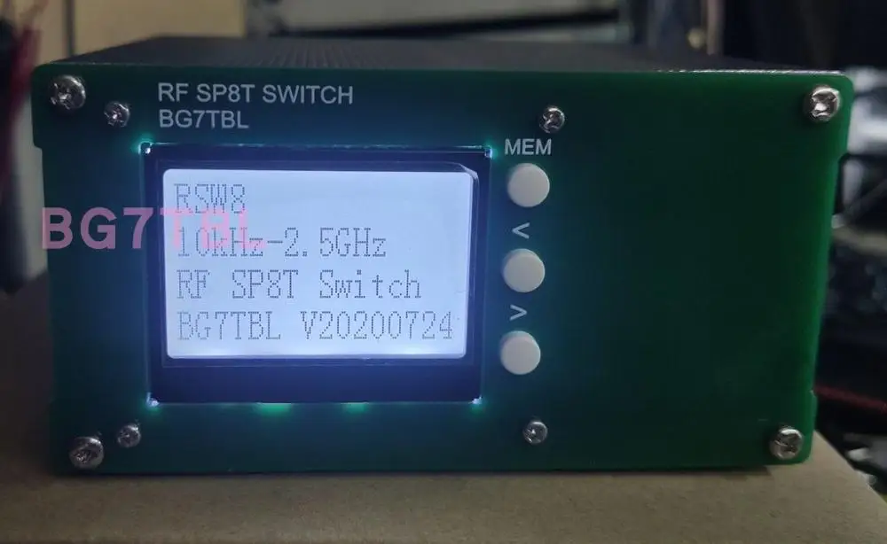 By BG7TBL LCD 10KHz-2.5GHz SP8T Single-pole eight-throw switch, CNC switch, program-controlled switch, 8 select 1 switch