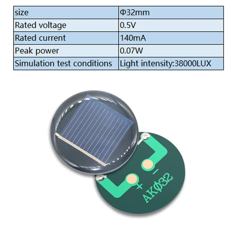 1pc Mini Round Solar Panel New 0.5V 2V 50mA 60mA 140mA 270mA Solar Cells Photovoltaic panels Module Sun Power battery charger