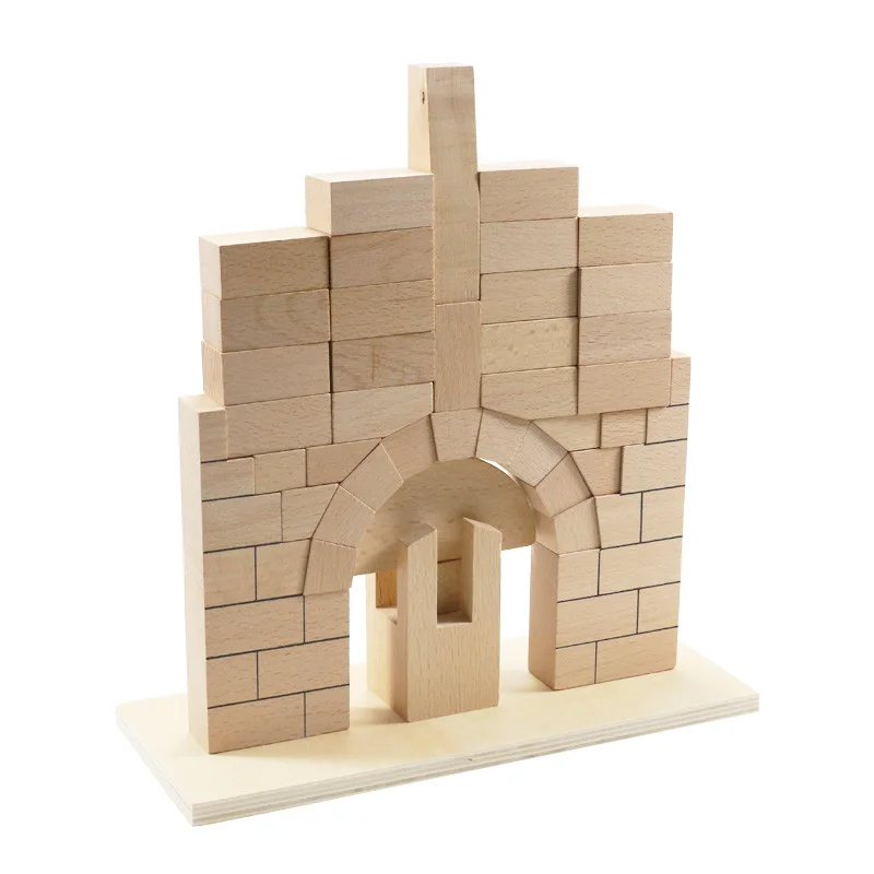 Montessori zabawka dla dziecka Roman Bridge prosta wersja klocki z drewna bukowego do wczesnej edukacji przedszkolnej przedszkole edukacyjne 2-4 lata