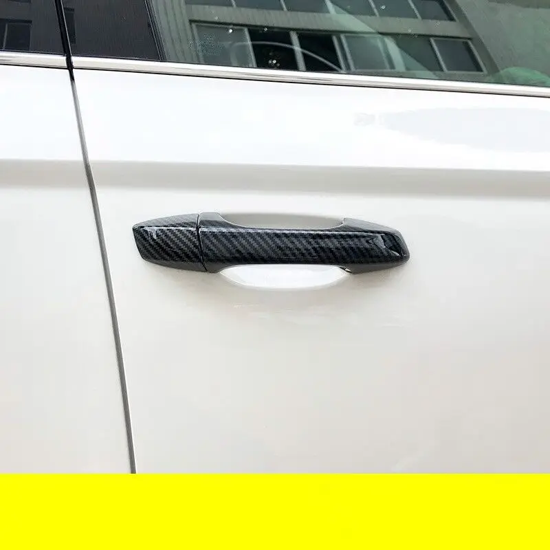 Carbon Fiber Chrome Car Side Door Handle Cover Trim Sticker Styling Accessories For VW T-ROC 2016-2021 Volkswagen T ROC TROC