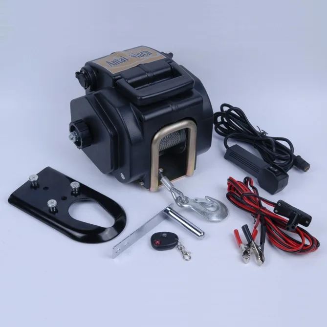 12v 3500ポンド電動マリンウインチワイヤレスリモートcontr