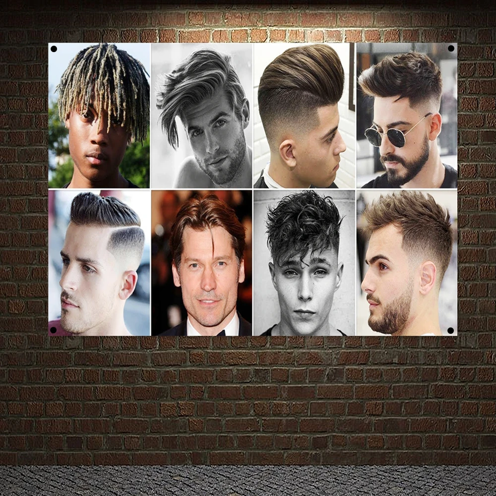 

Men's Carving Hairstyle Poster Flag Wallpaper Tapestry Print Art Best Mens Edgy Haircuts Banner Wall Art Men's Oil Head Picture