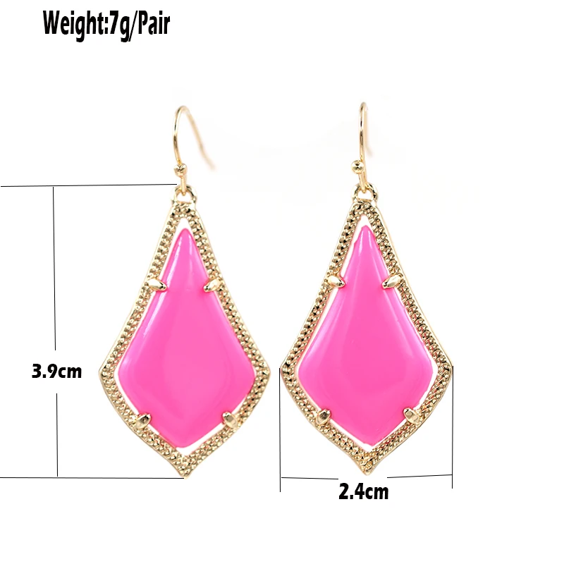 Amazing Quality Hot Pink Resin Smooth WaterDrop Dangle Earring for Women