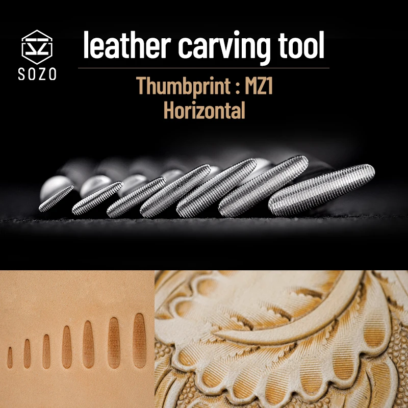 SOZO MZ1 Leather Work Stamping Tool Thumbprint Horizontal In Sheridan Saddle Making carving Stamps 304 Stainless Steel