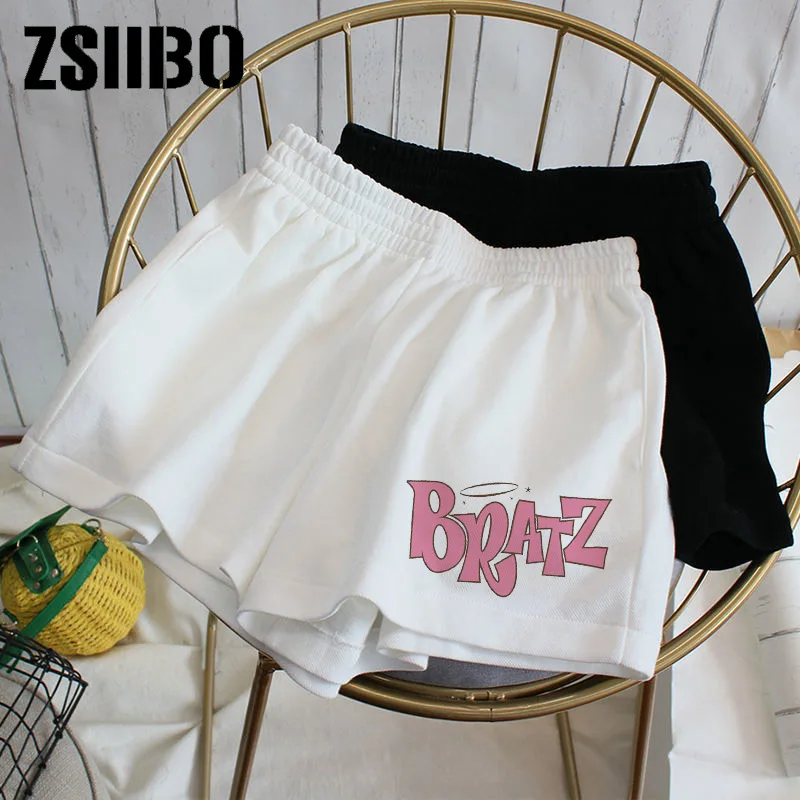 Elastic waist casual beach party hanbok size high waist letter cute printed sports shorts female summer female shorts Shorts Y2k