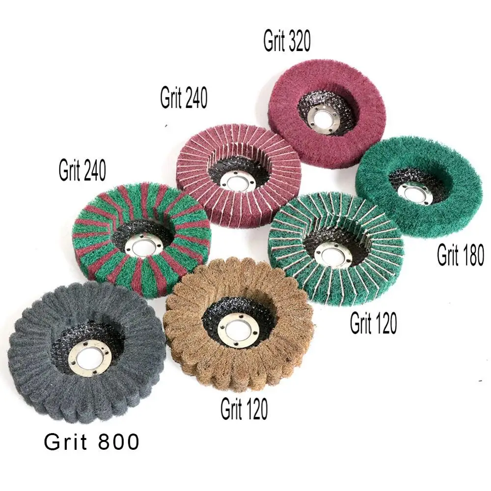 Disco de pulido de aleta de fibra de nailon no tejido, almohadilla de fregado, rueda de pulido de 4 ", 100x16mm para amoladora angular