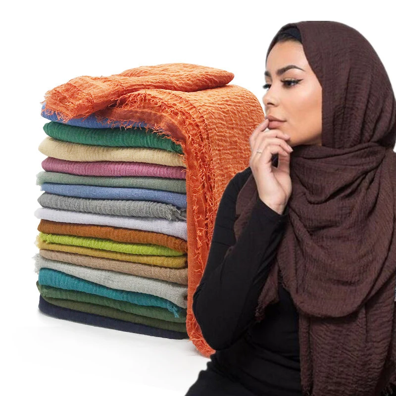 Kopftuch – foulard Hijab froissé pour femme musulmane, doux et résistant, Turban, châles et enveloppes, mode 2021