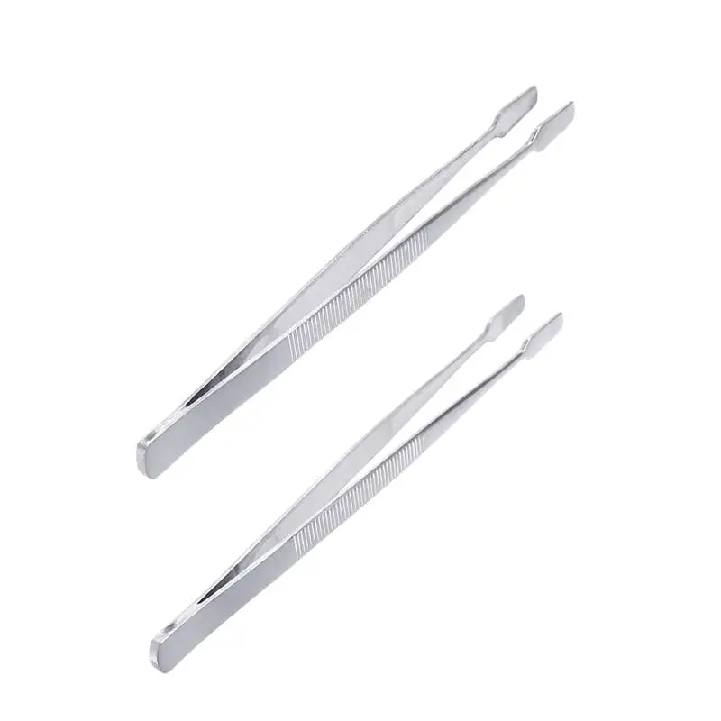 2pcs Stamp Tweezers Philately Round Postage Stamps Collector Tools Stainless Steel Stamp Tweezers ( Silver )