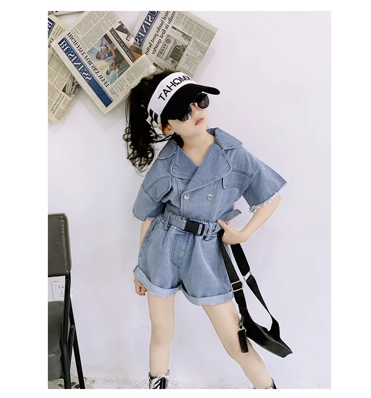 Girls Suits Short Denim Jacket +Short Pant New Children Summer 2021 Toddler Girl Clothes Kids Fashion image 6