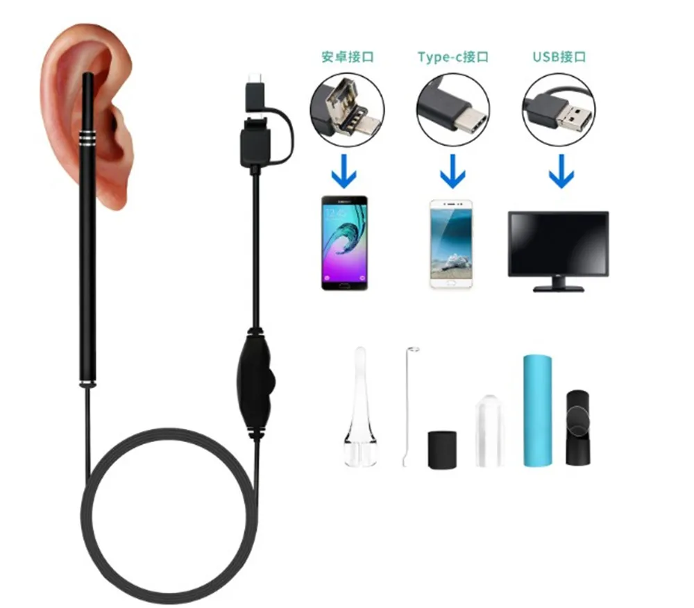 3in1 5.5MM USB Earpick Endoscope For Android Otoscope Ear Camera