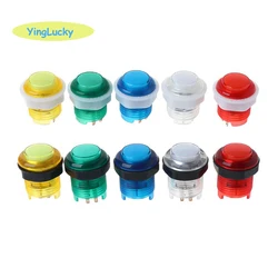 1 Uds. Botón pulsador transparente arcade de 24mm y 28mm con LED superbrillante de 5V para proyectos de juegos de lucha Arcade