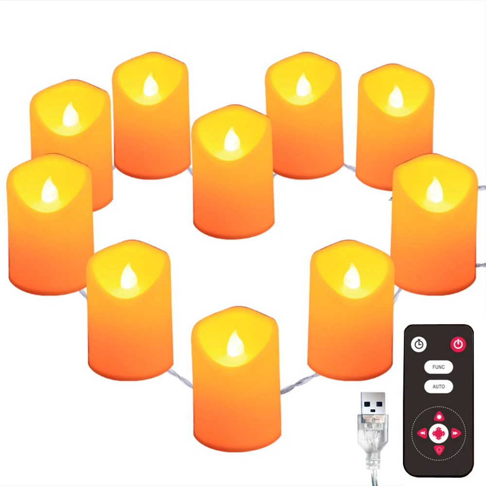 

Candle LED String Light Remote Control Flameless Bright Tealights USB / Battery Powered Night Lights Warm White